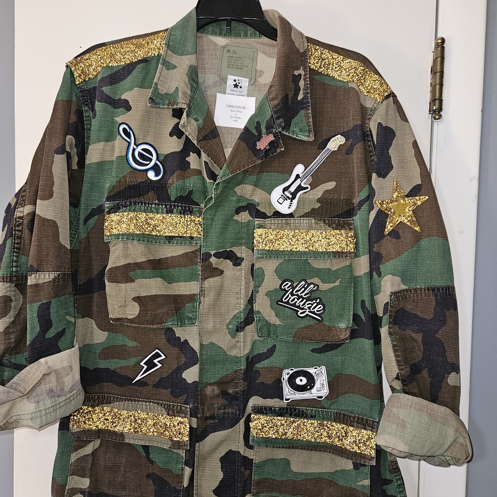 Camouflage Jacket with Gold Glitter Accents